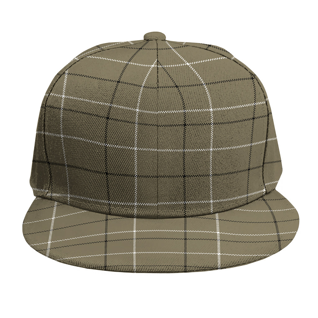 Sage Green Tattersall Pattern Print Snapback Cap