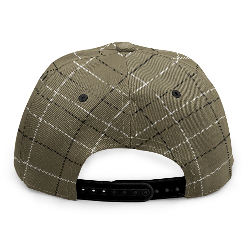 Sage Green Tattersall Pattern Print Snapback Cap