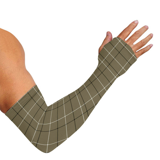 Sage Green Tattersall Pattern Print Sun Protection Arm Sleeves