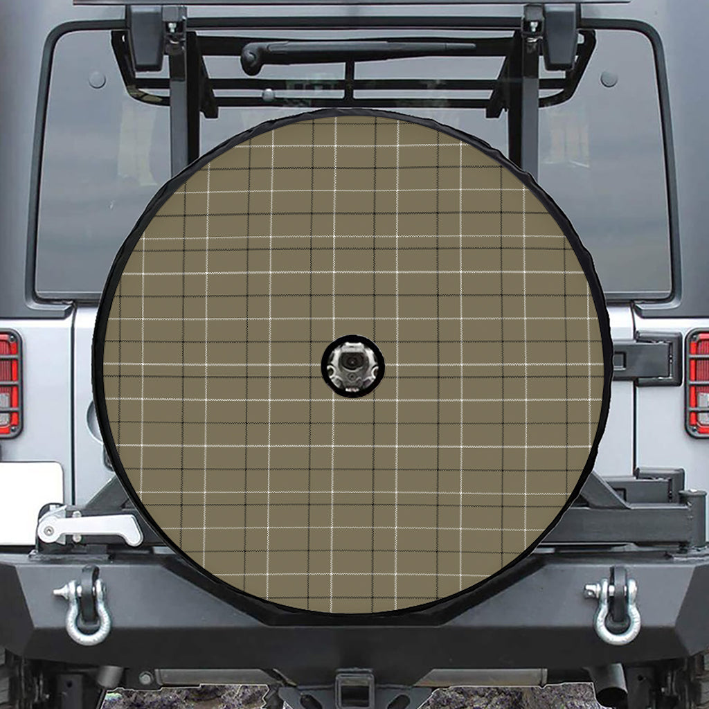 Sage Green Tattersall Pattern Print Tire Cover With Camera Hole