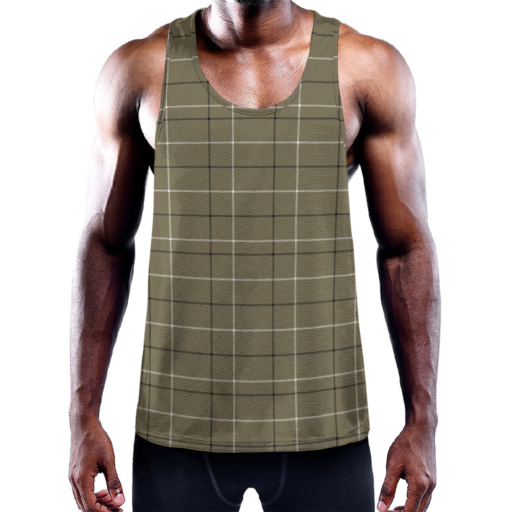 Sage Green Tattersall Pattern Print Training Tank Top