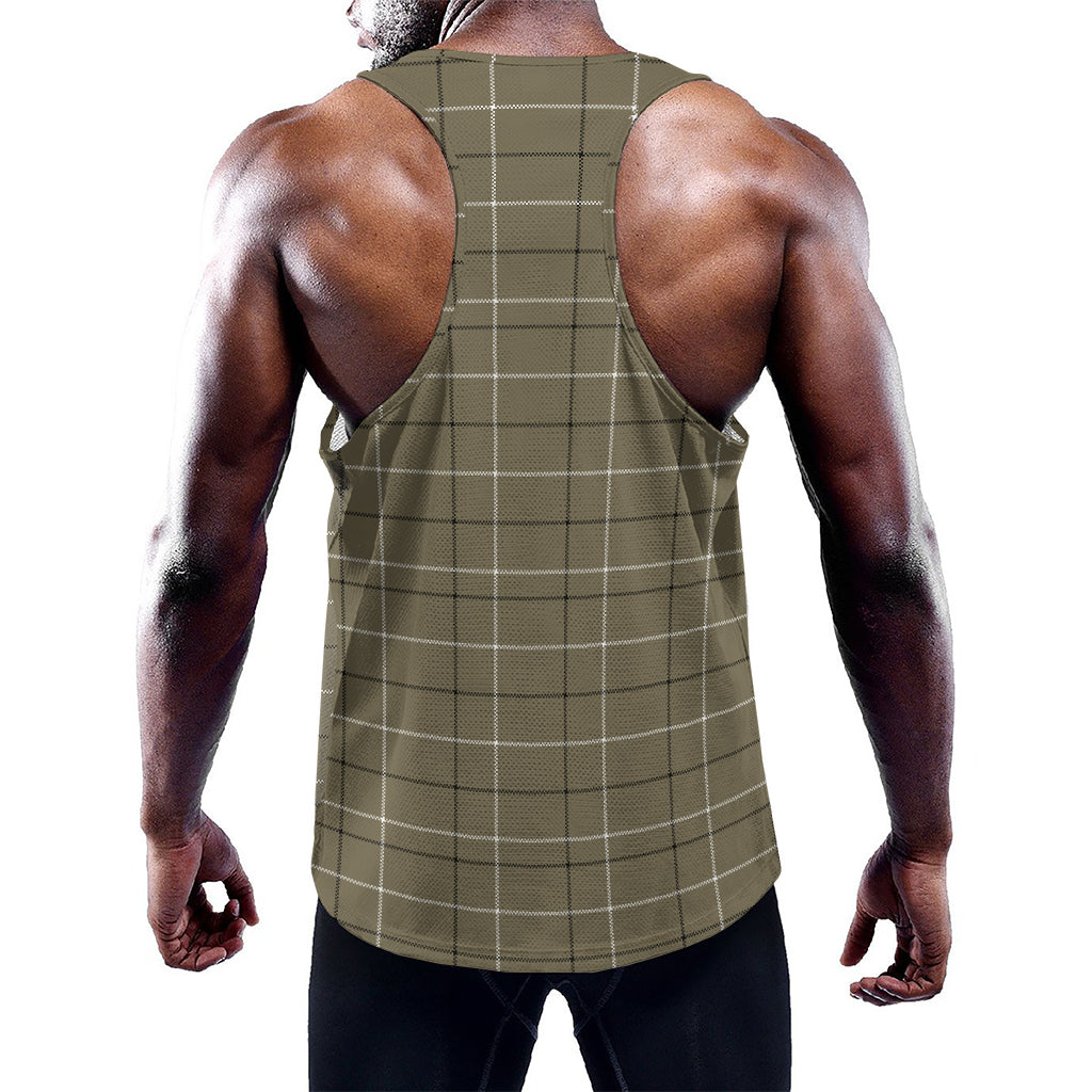 Sage Green Tattersall Pattern Print Training Tank Top