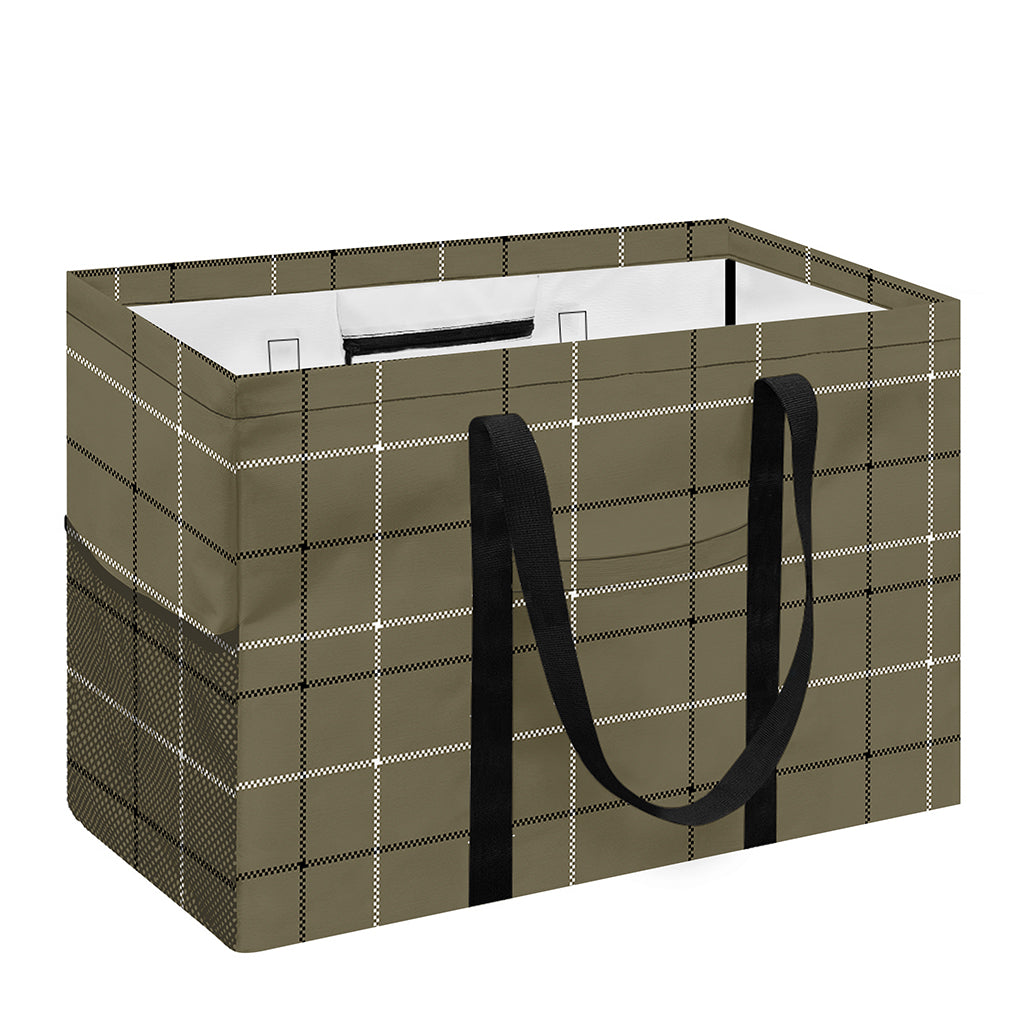 Sage Green Tattersall Pattern Print Utility Tote Bag