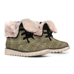 Sage Green Tattersall Pattern Print Winter Boots