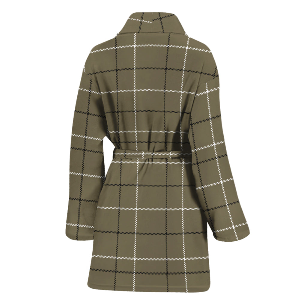 Sage Green Tattersall Pattern Print Women's Bathrobe