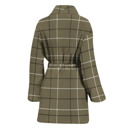 Sage Green Tattersall Pattern Print Women's Bathrobe