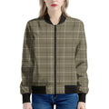 Sage Green Tattersall Pattern Print Women's Bomber Jacket