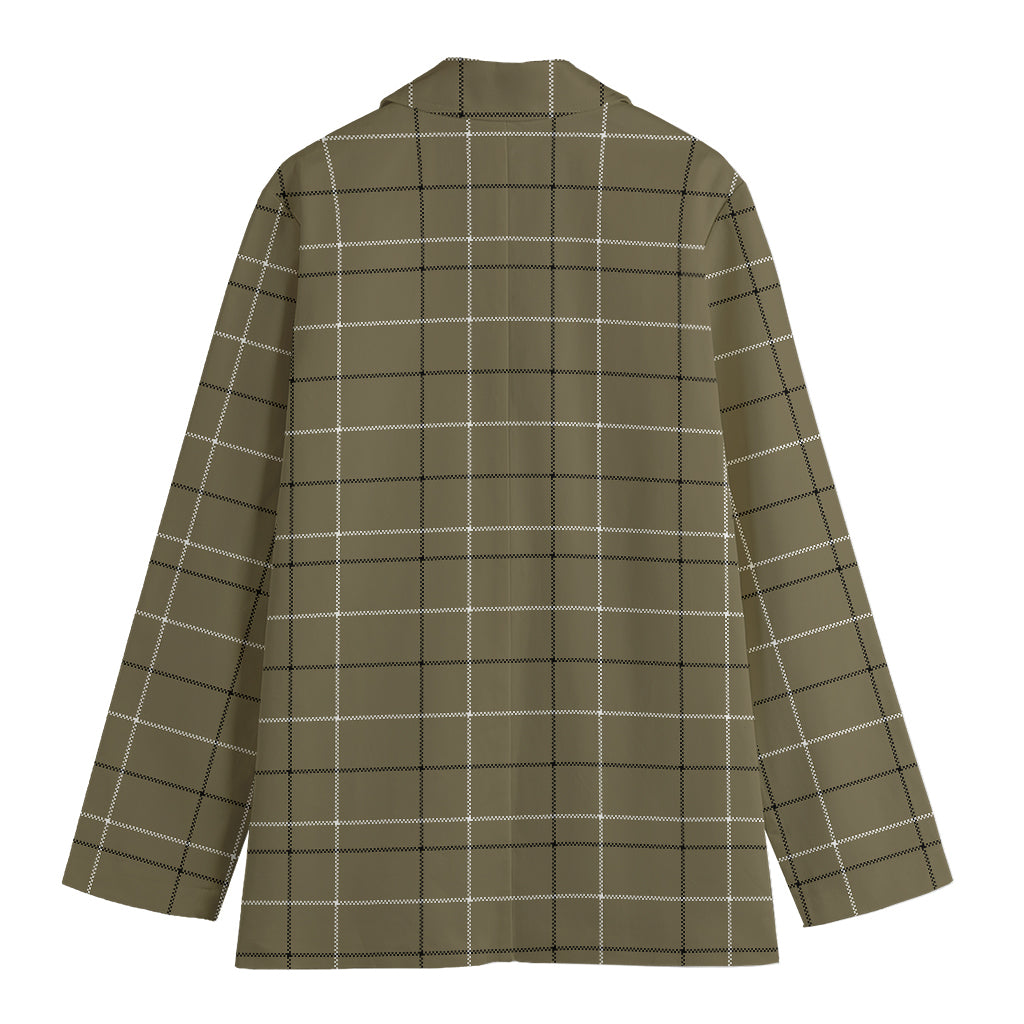 Sage Green Tattersall Pattern Print Women's Cotton Blazer