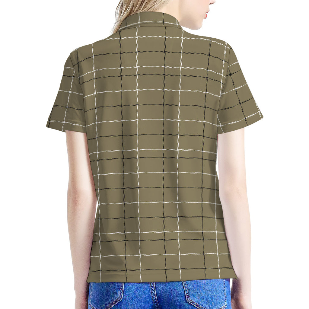 Sage Green Tattersall Pattern Print Women's Polo Shirt