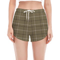 Sage Green Tattersall Pattern Print Women's Split Running Shorts
