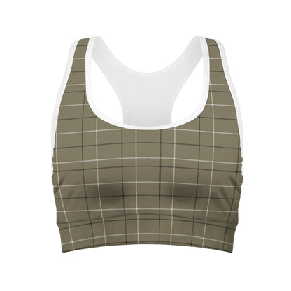 Sage Green Tattersall Pattern Print Women's Sports Bra