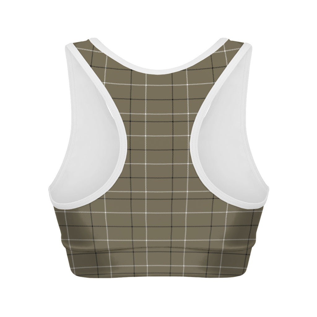 Sage Green Tattersall Pattern Print Women's Sports Bra