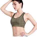 Sage Green Tattersall Pattern Print Women's Sports Bra
