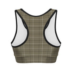 Sage Green Tattersall Pattern Print Women's Sports Bra