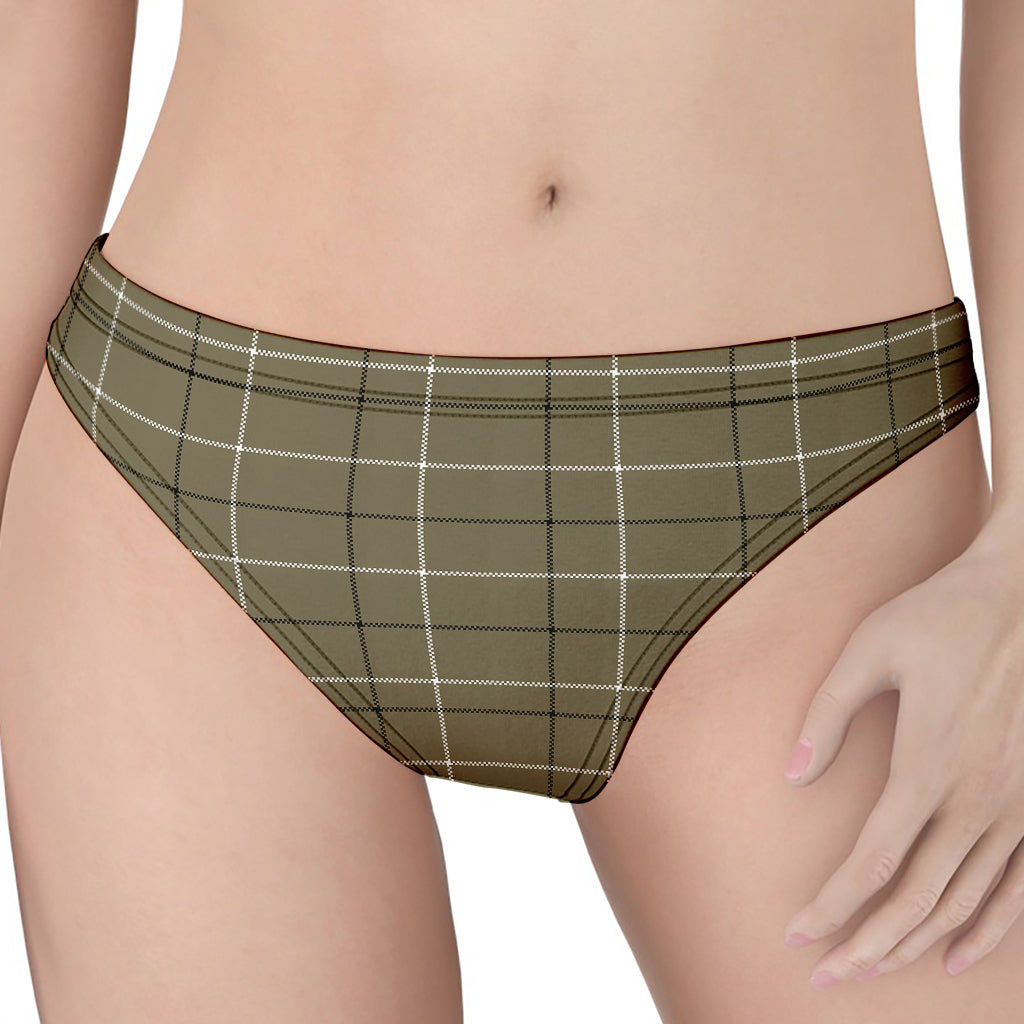 Sage Green Tattersall Pattern Print Women's Thong