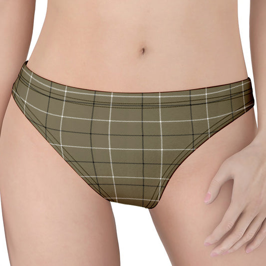 Sage Green Tattersall Pattern Print Women's Thong