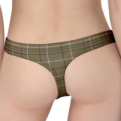 Sage Green Tattersall Pattern Print Women's Thong