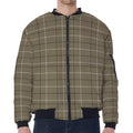 Sage Green Tattersall Pattern Print Zip Sleeve Bomber Jacket