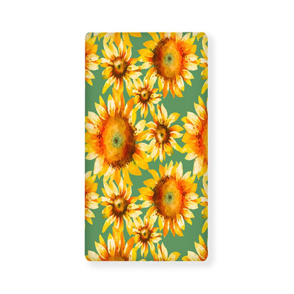 Sage Watercolor Sunflower Pattern Print Baby Crib Sheet