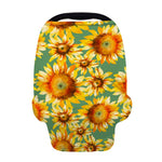 Sage Watercolor Sunflower Pattern Print Baby Seat Cover
