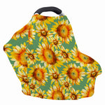 Sage Watercolor Sunflower Pattern Print Baby Seat Cover