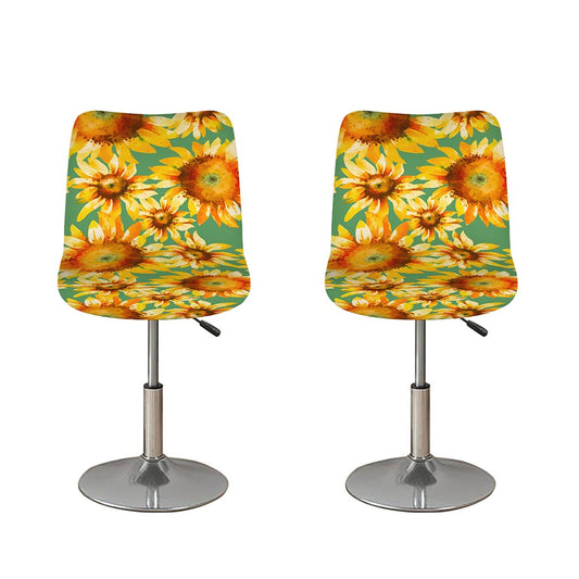 Sage Watercolor Sunflower Pattern Print Bar Stool Covers