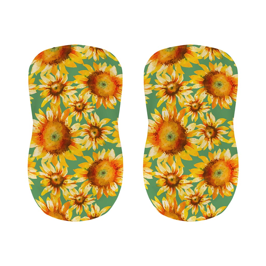 Sage Watercolor Sunflower Pattern Print Bar Stool Covers