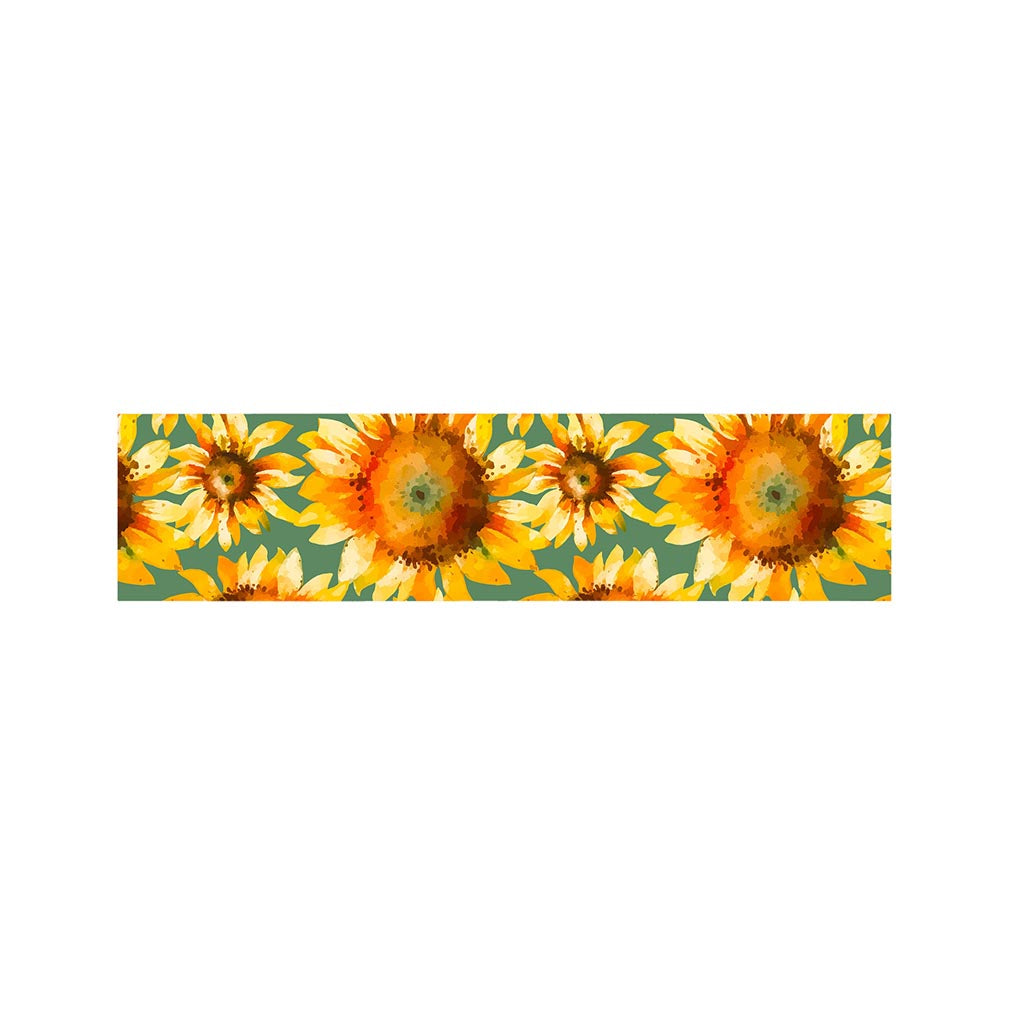 Sage Watercolor Sunflower Pattern Print Bed Runner