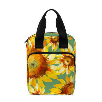 Sage Watercolor Sunflower Pattern Print Bible Tote Bag