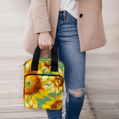 Sage Watercolor Sunflower Pattern Print Bible Tote Bag