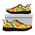 Sage Watercolor Sunflower Pattern Print Black Running Shoes
