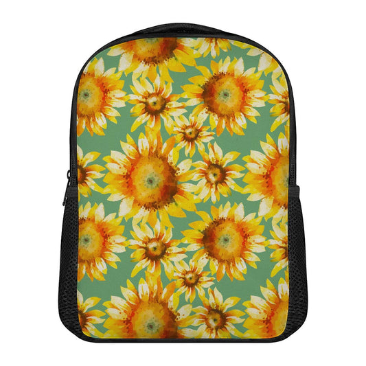 Sage Watercolor Sunflower Pattern Print Casual Backpack
