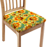 Sage Watercolor Sunflower Pattern Print Chair Cushion Cover