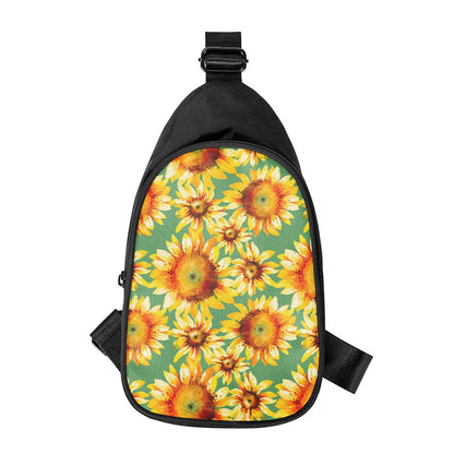 Sage Watercolor Sunflower Pattern Print Chest Bag