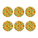 Sage Watercolor Sunflower Pattern Print Coaster Set