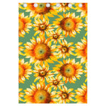 Sage Watercolor Sunflower Pattern Print Curtain