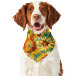 Sage Watercolor Sunflower Pattern Print Dog Bandana