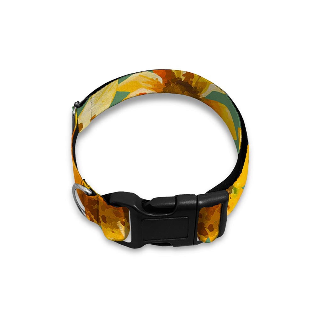 Sage Watercolor Sunflower Pattern Print Dog Collar