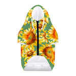Sage Watercolor Sunflower Pattern Print Dog Zip Up Hoodie