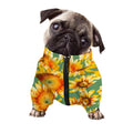 Sage Watercolor Sunflower Pattern Print Dog Zip Up Jacket