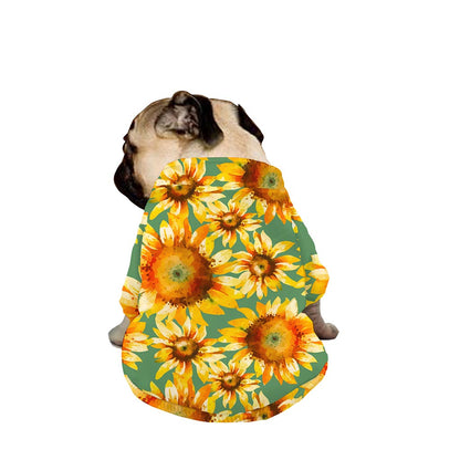 Sage Watercolor Sunflower Pattern Print Dog Zip Up Jacket