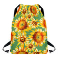 Sage Watercolor Sunflower Pattern Print Drawstring Backpack
