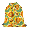 Sage Watercolor Sunflower Pattern Print Drawstring Bag