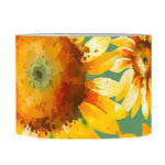 Sage Watercolor Sunflower Pattern Print Drum Lamp Shade