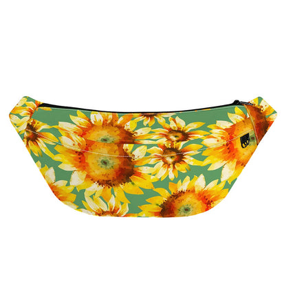 Sage Watercolor Sunflower Pattern Print Fanny Pack