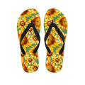 Sage Watercolor Sunflower Pattern Print Flip Flops