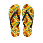 Sage Watercolor Sunflower Pattern Print Flip Flops