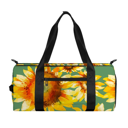 Sage Watercolor Sunflower Pattern Print Gym Bag