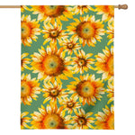 Sage Watercolor Sunflower Pattern Print House Flag