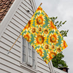 Sage Watercolor Sunflower Pattern Print House Flag